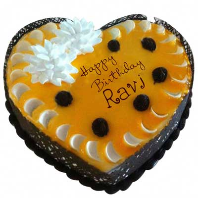 "Yellow glaze Heart shape cake - 1.5kgs - Click here to View more details about this Product